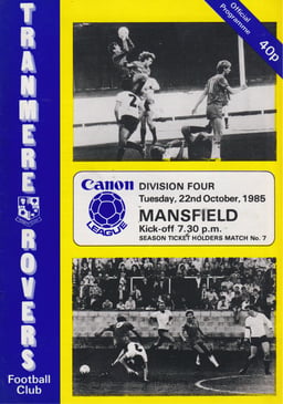 Tranmere Rovers v Mansfield Town Match Programme 1985-10-22